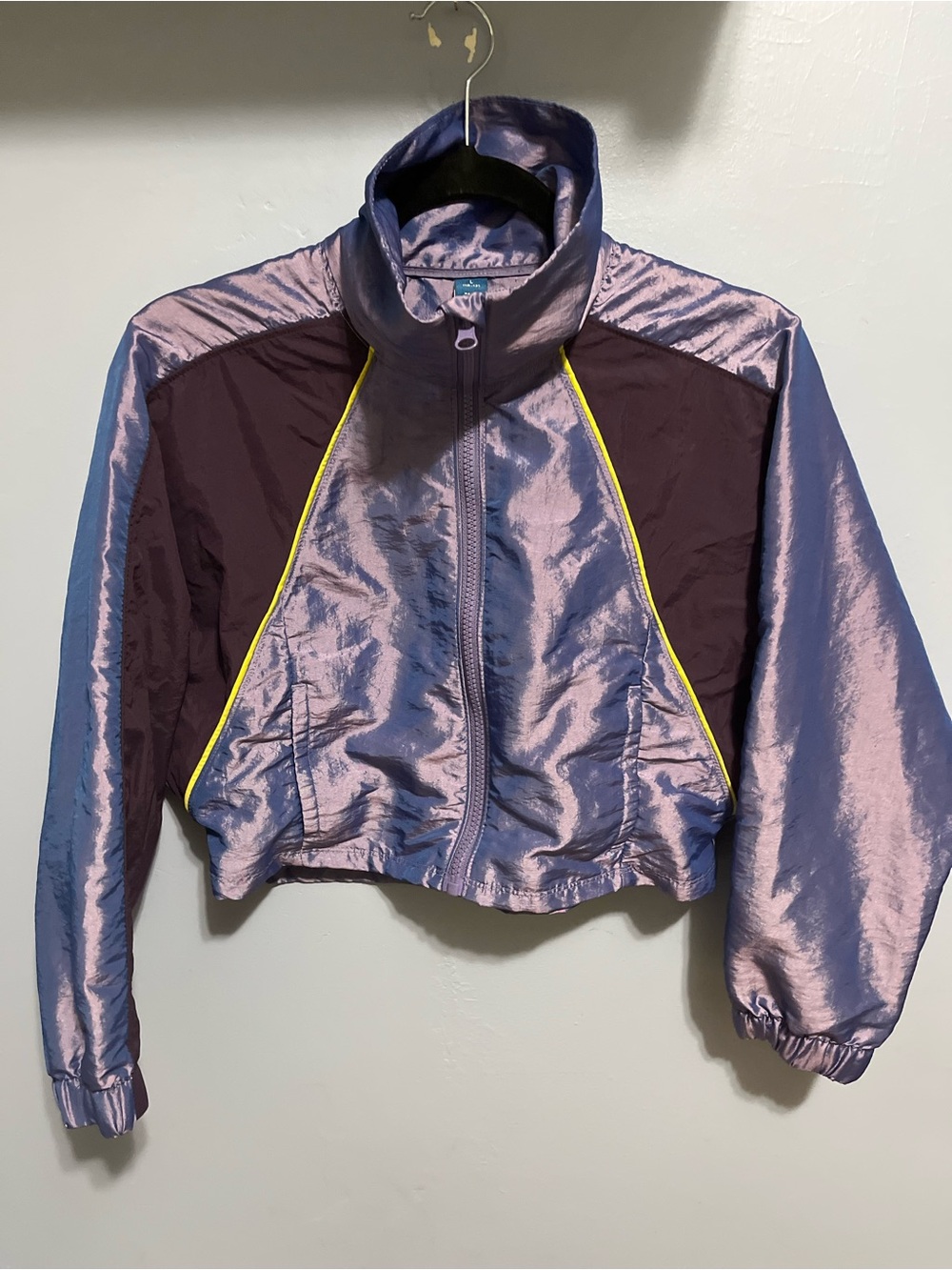 Old Navy Iridescent Lavender and Plum Kids Bomber Jacket with Neon Trim